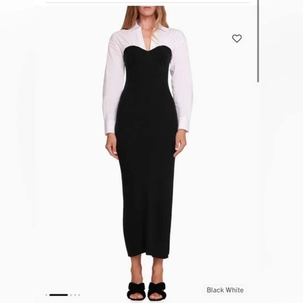 bengaline bandeau midi dress with contrast undershirt in black